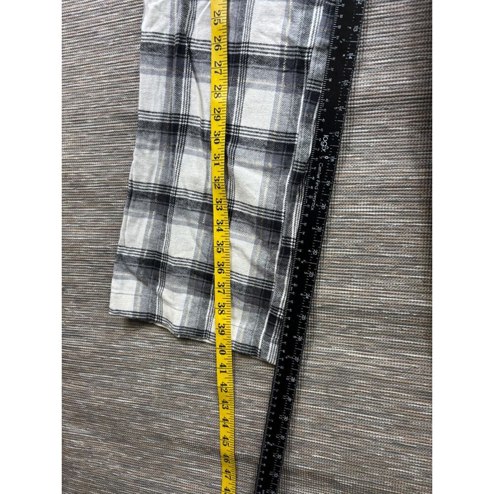 Gap 2-Pack Relaxed Fit PJ Pants Women Size S Gray Plaid Ivory Striped Lounge NEW - Picture 9 of 9